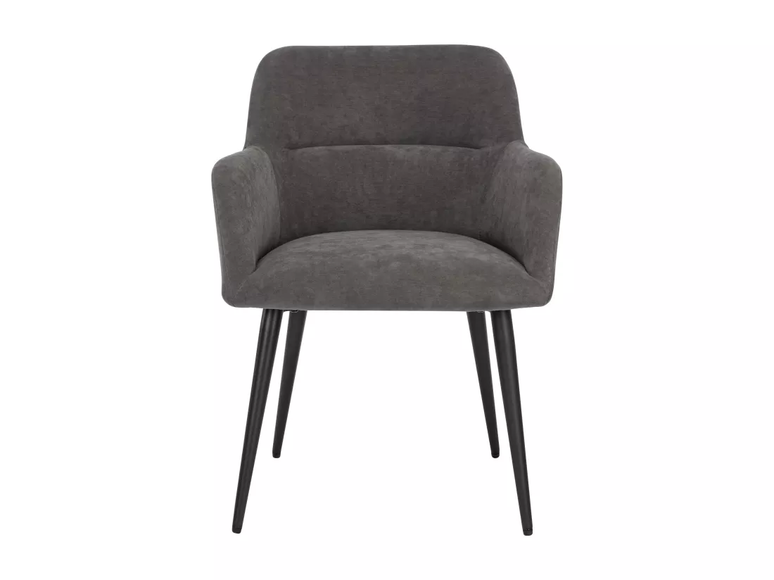 Lot de 2 chaises avec accoudoirs en tissu et métal noir - Gris - HEKA
