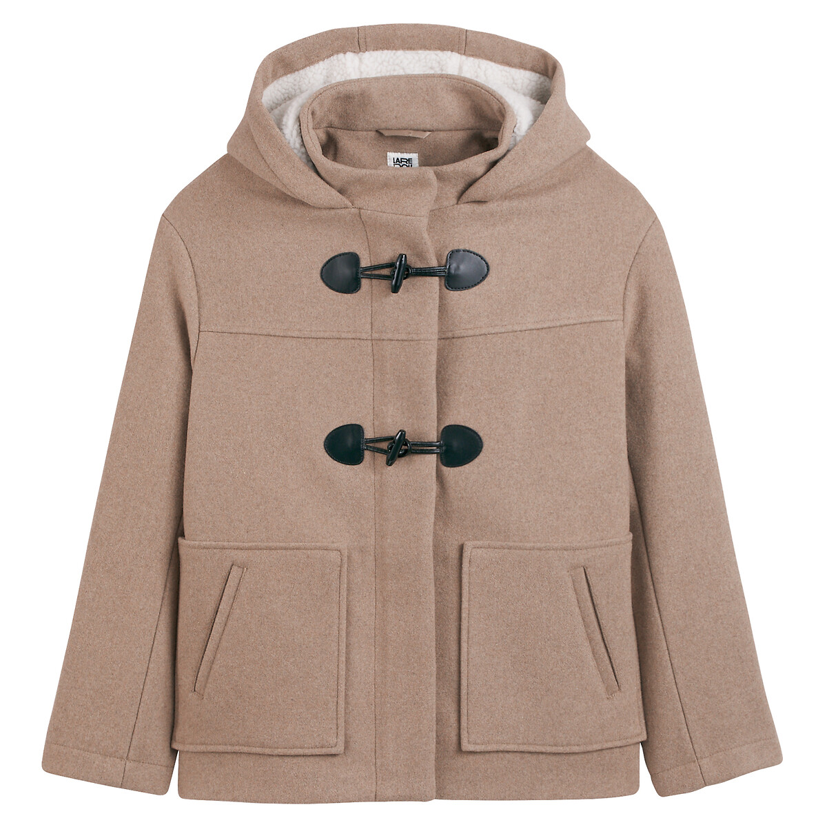 COLEÇÕES LA REDOUTE<br>Casaco curto de lã com capuz fixo, perfeito para o inverno