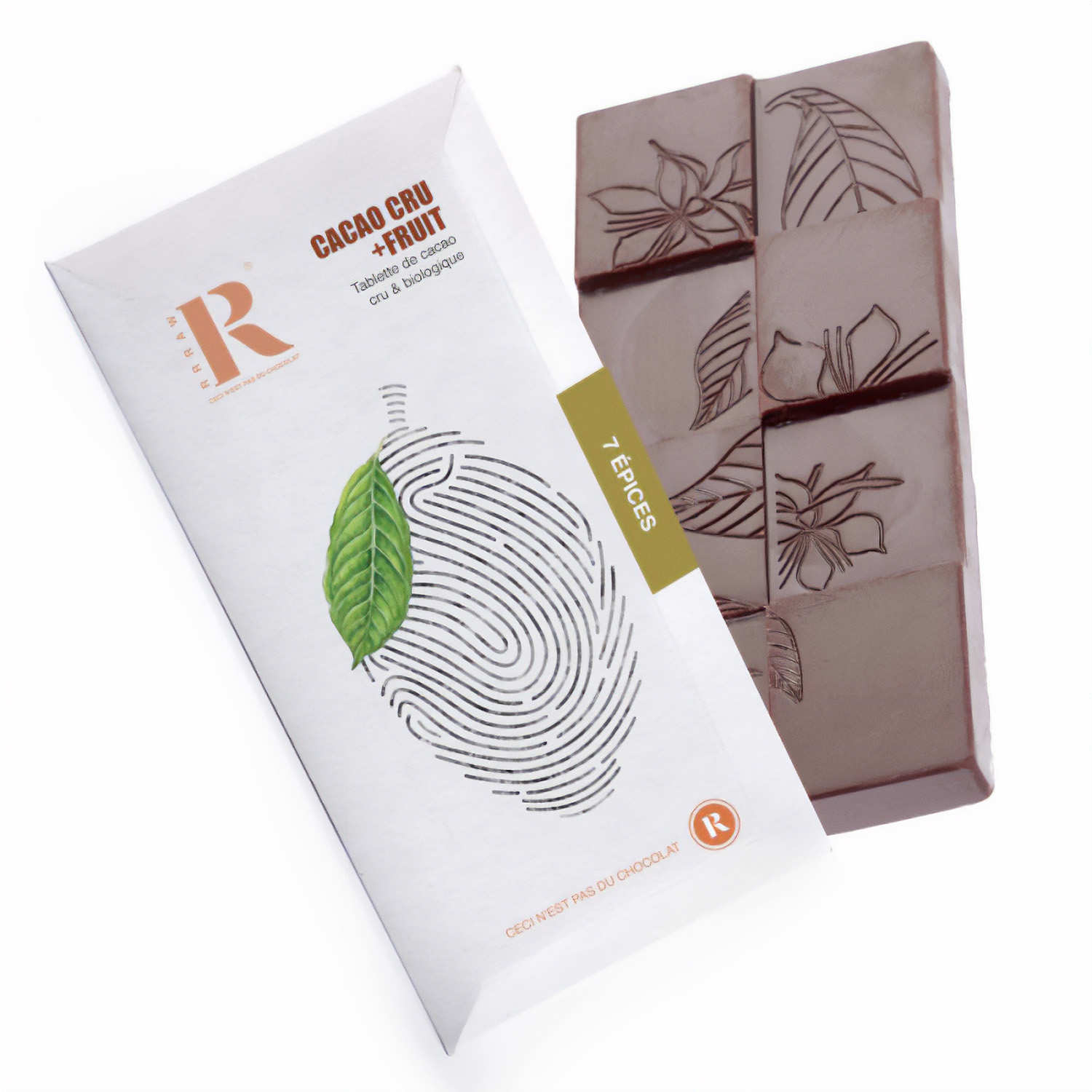 Tablette de chocolat cru (77%) bio et vegan - 7 épices