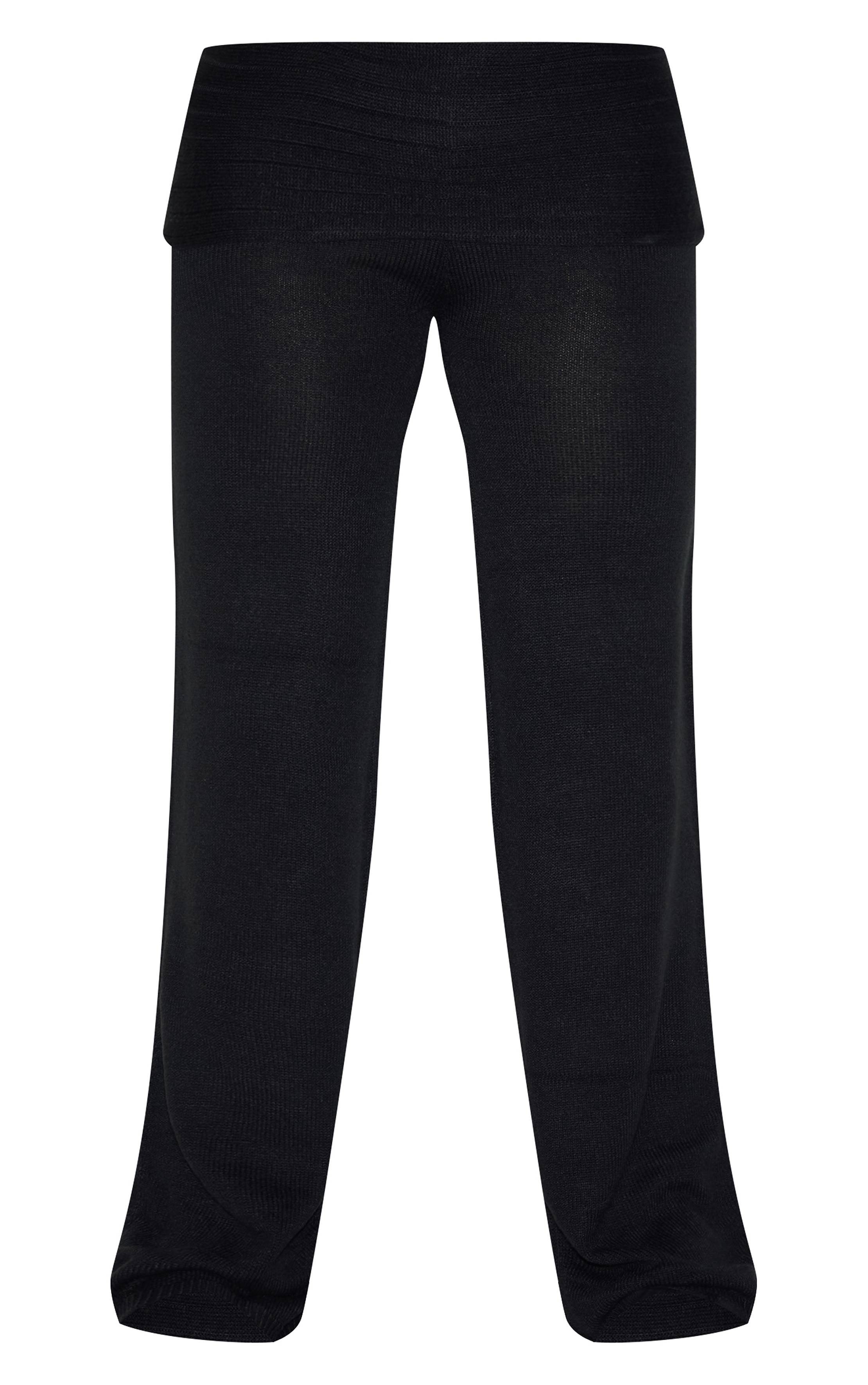 Noir Pantalon Large En Maille Grande Taille