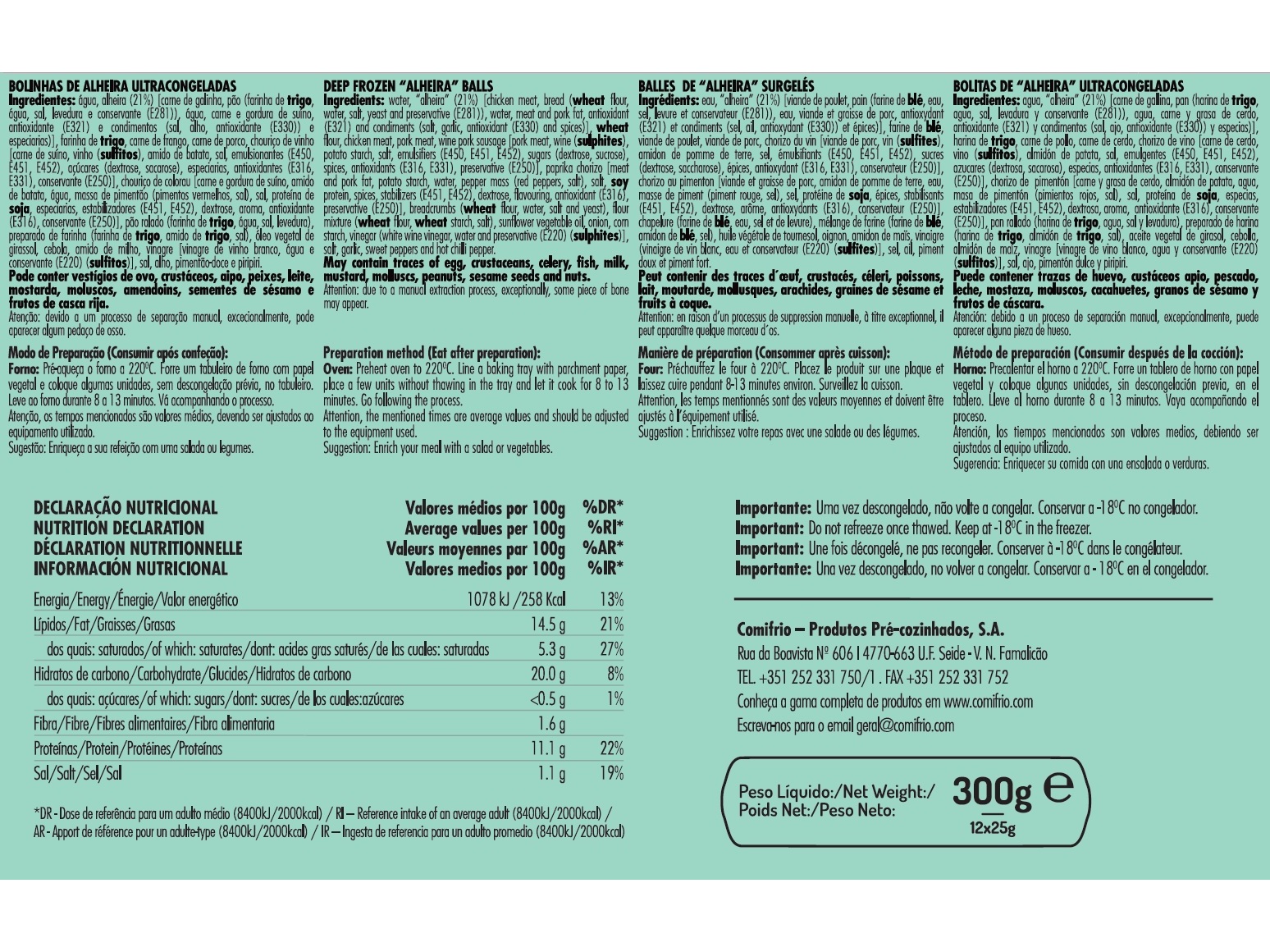 BOLINHAS DE ALHEIRA SABORES DE CASA PARA FORNO 300G