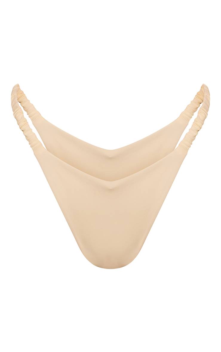 Crème Bas De Bikini À Élastiques Froncés Et Décolleté En V
