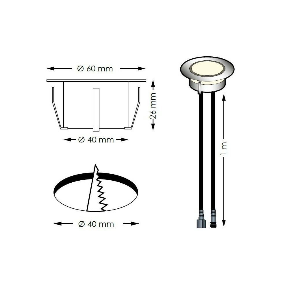 10 spots led à encastrer - blanc chaud - transformateur 30w - siros - ø60mm - ø perçage 41mm - plug & play - dimmable