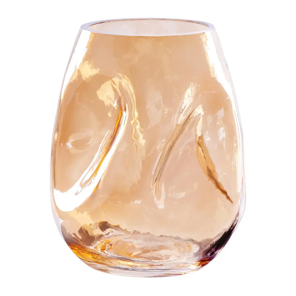 QUVIO Vaas gekreukt - Maat S - Glas - Beige