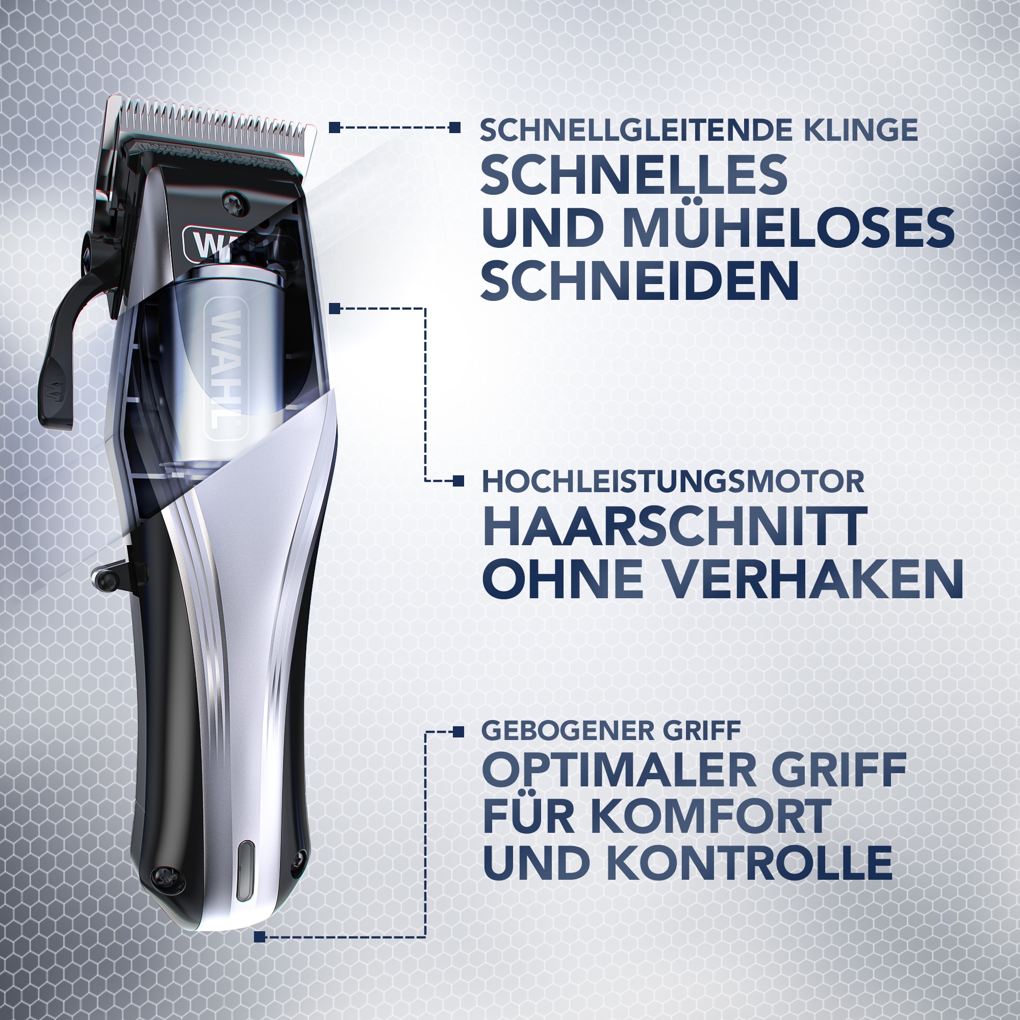 Wahl Haarschneider »Rapid Clip« 13 Aufsätze Schnellgleitende Klinge, Einstellbarer Verstellhebel, Leichtes Design