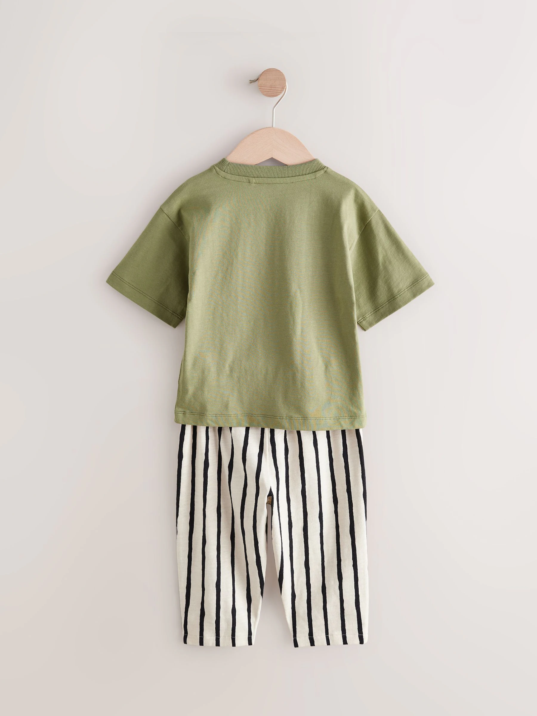Kaki/groen - Set van 3 T-shirts met korte mouwen en joggingbroeken (3mnd -7jr)