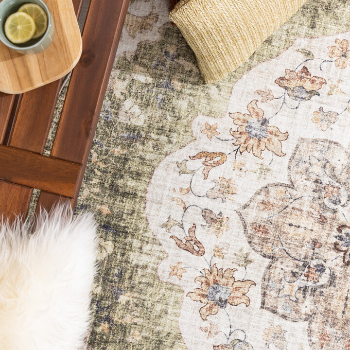 Rond vintage buitenkleed - Santo Mandala Groen
