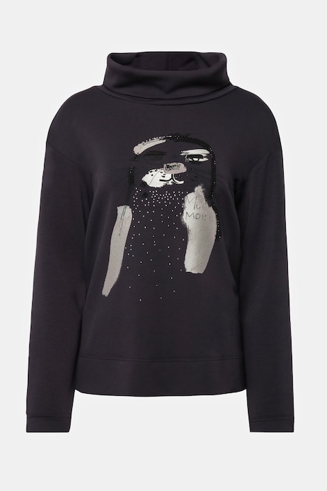 Sweatshirt, Robben-Motiv, Rollkragen, Langarm