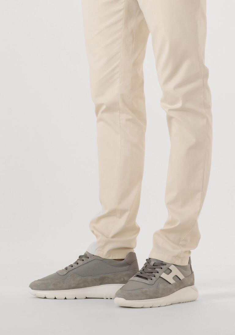lichtgrijze hogan lage sneakers interactive3 allacciato pelle