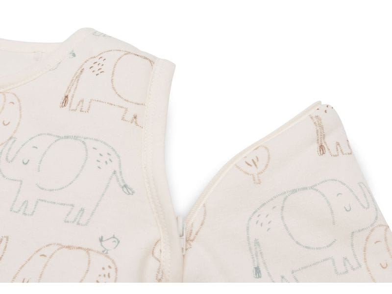 Jollein Baby-Ganzjahresschlafsack Elephant Tales 110 cm Gefütterter Schlafsack mit abnehmbaren Ärmeln