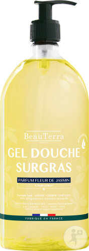 Beauterra Gel Douche Surgras Parfum Fleur Jasmin Flacon-Pompe 1l