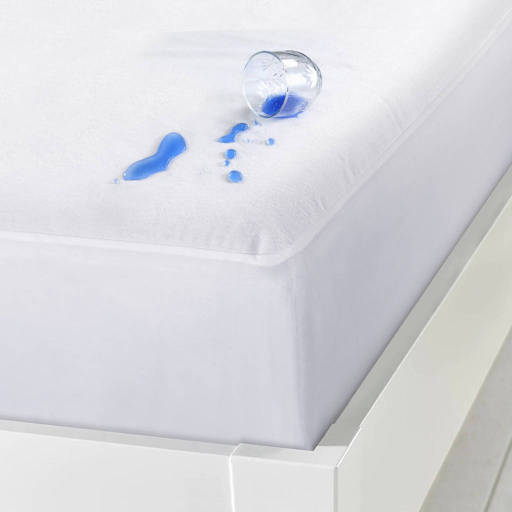 katoenen molton pu waterafstotend hoeslaken wit (28 cm matrasdikte)