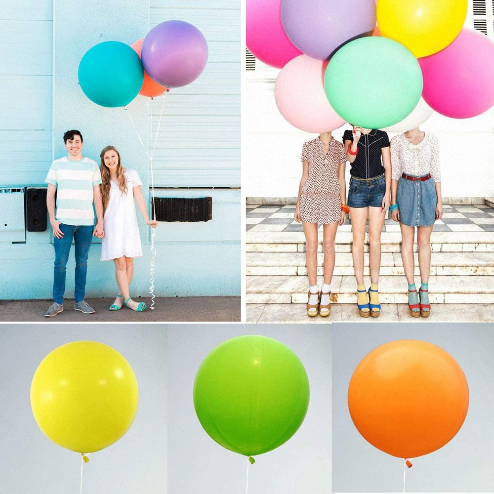 (5er Set) Ø90cm XXL Party Deko Ballons Latex Luftballons Extragross - Weiss