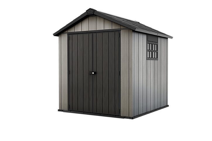Abri de jardin + plancher Keter Oakland 757 en résine coloris gris ép.20 mm surface extérieure 5,12 m²