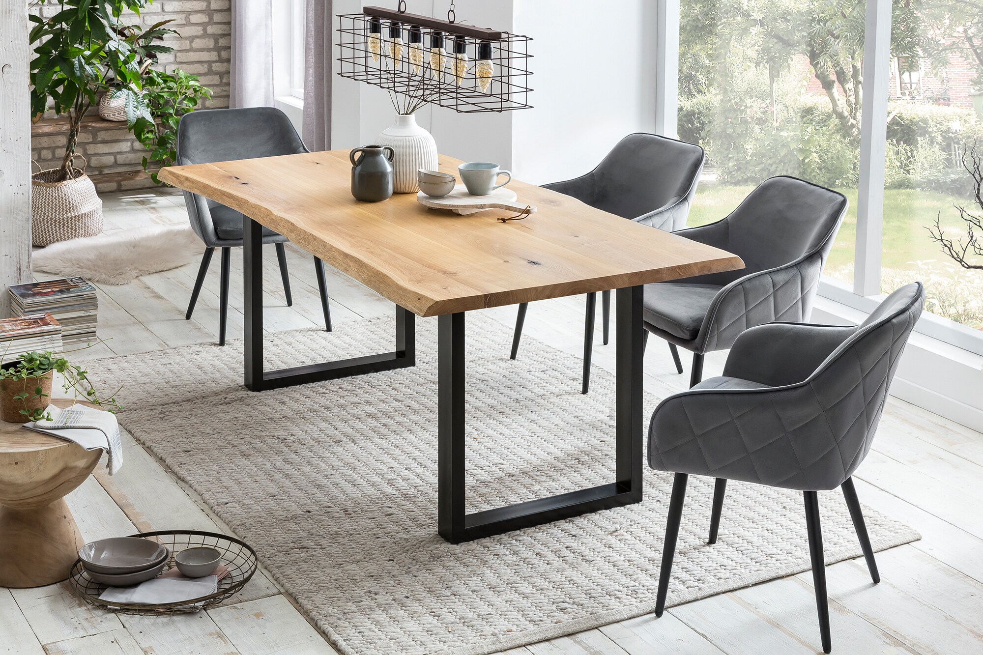 Esstisch 220x100 cm aus Eiche Esszimmertisch Küchentisch Tisch Holztisch
