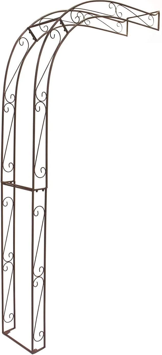 Dekoleidenschaft Rankhilfe Halbbogen aus Metall in Rost-Optik, Rankhilfe, Pergola, Rankbogen, Halb-Rosenbogen, Wandbogen halbrund, Metallbogen, Spalier