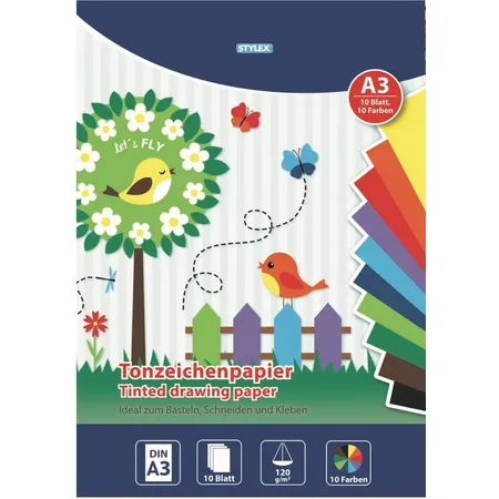 Stylex Tonzeichenpapier DIN A3, 10 Blatt, 120g