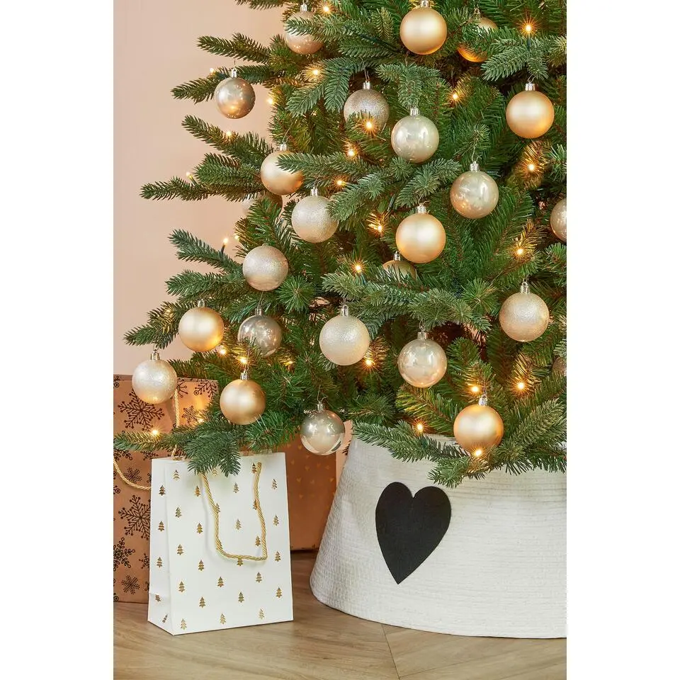 Mica Decorations Kerstboomrok - L50 x B50 x H26 cm - Wit, Zwart