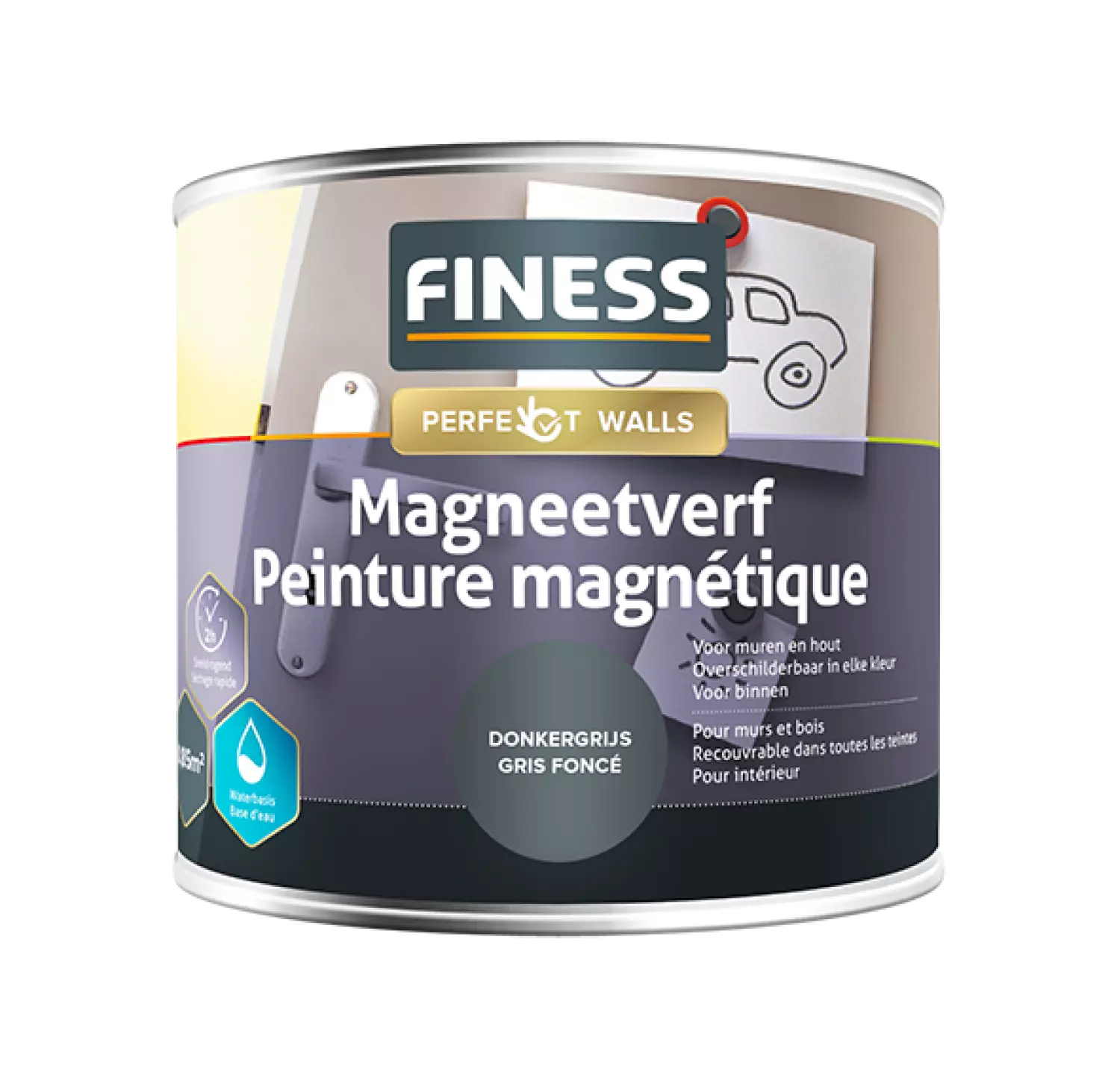Finess Magneetverf Acryl - Donkergrijs - 500ml