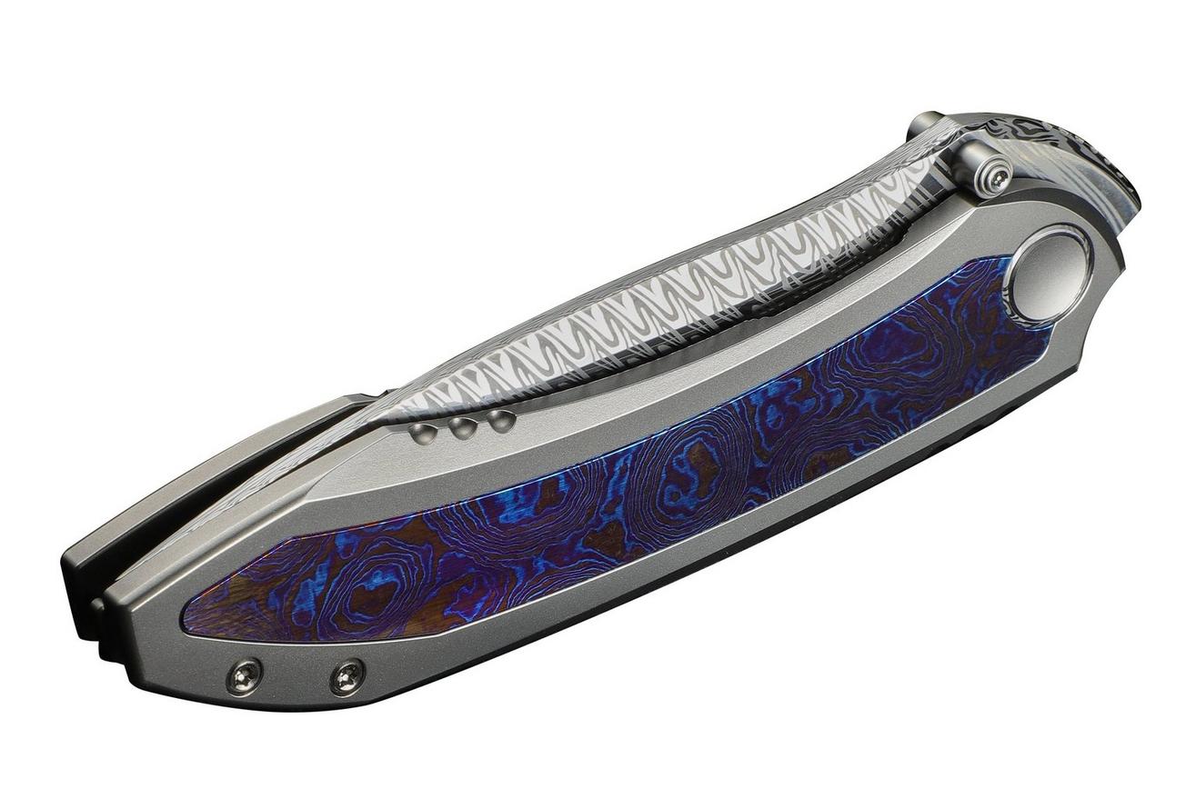 WE Knife Winsome WE23092-DS1 Fafnir Damasteel, Polished Bead Blasted Titanium Timascus Inlay, zakmes
