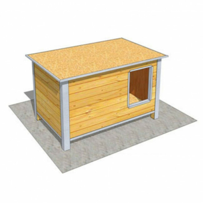 Niche isolée en bois avec toit plat pour chien