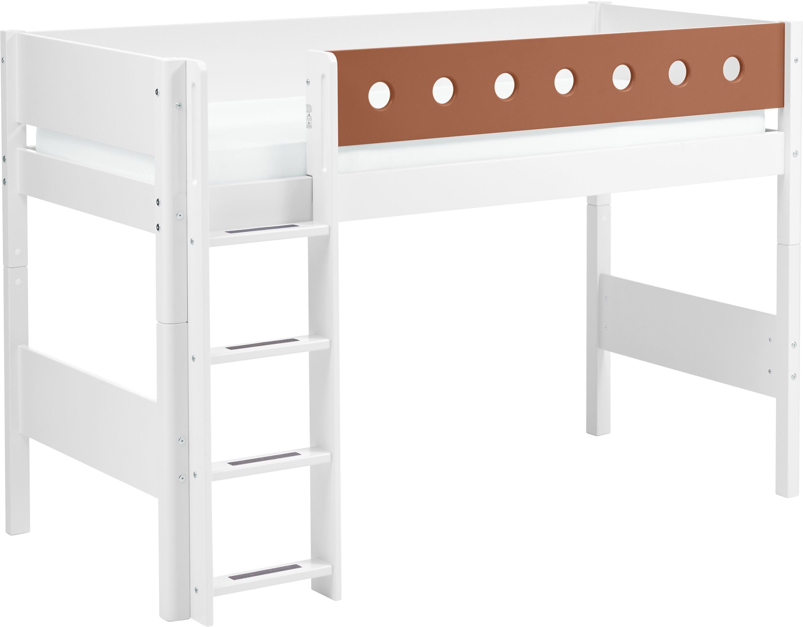 Flexa WHITE Mittelhochbett - Rost / B: 110.0 cm x T: 210.0 cm x H: 143.0 cm