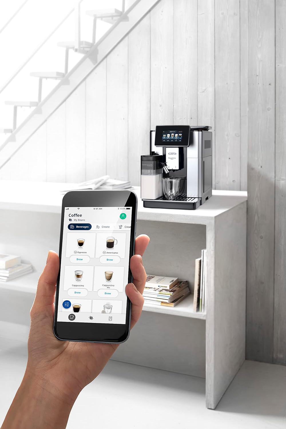 De'Longhi PrimaDonna Soul ECAM 612.55.SB Kaffeevollautomat mit LatteCrema Milchsystem & Bean Adapt Technologie, 18 Rezepte per Knopfdruck, Farbdisplay & App-Steuerung, Silber mit DLSC 500 Entkalker