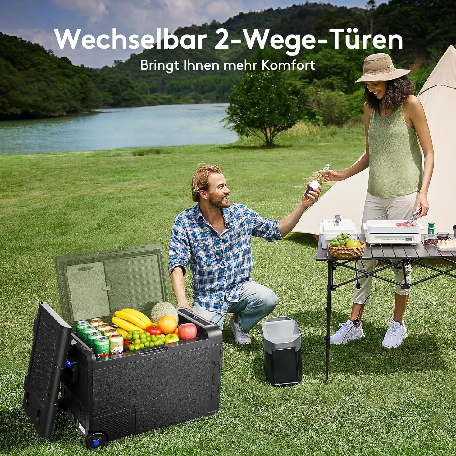 AAOBOSI Kompressor Kühlbox 38L, Kühlbox Auto -20°C bis 20°C, Robuste Kühlbox 12V 230V für Autos, Lastwagen, Boote, Wohnmobile, Camping und Angeln