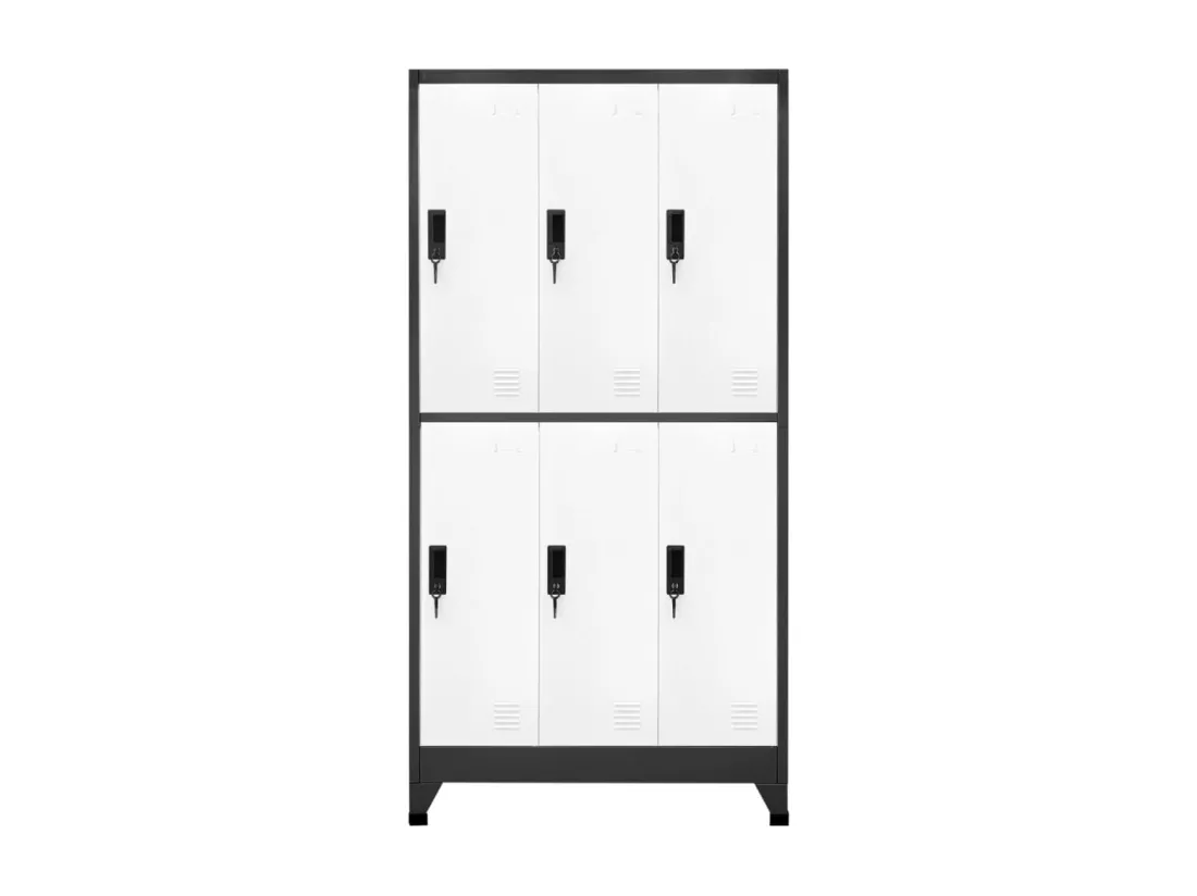 Armoire à casiers Anthracite et blanc 90x45x180 cm Acier