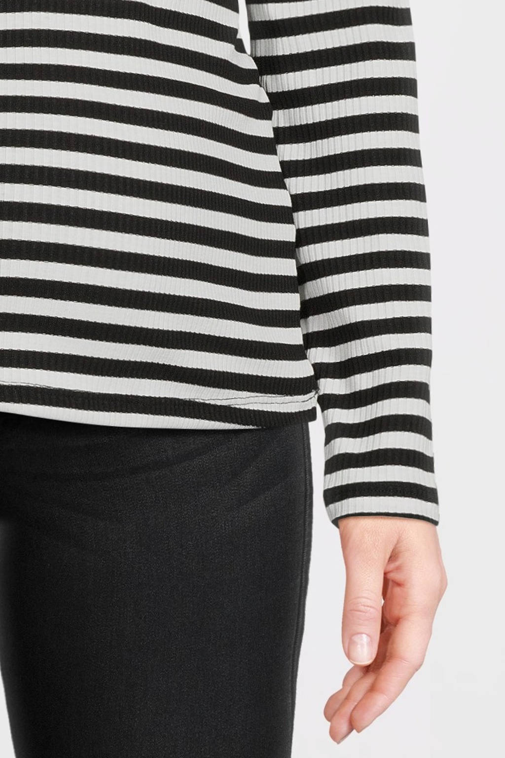 ONLY MATERNITY gestreepte zwangerschapslongsleeve OLMEVIE zwart/wit