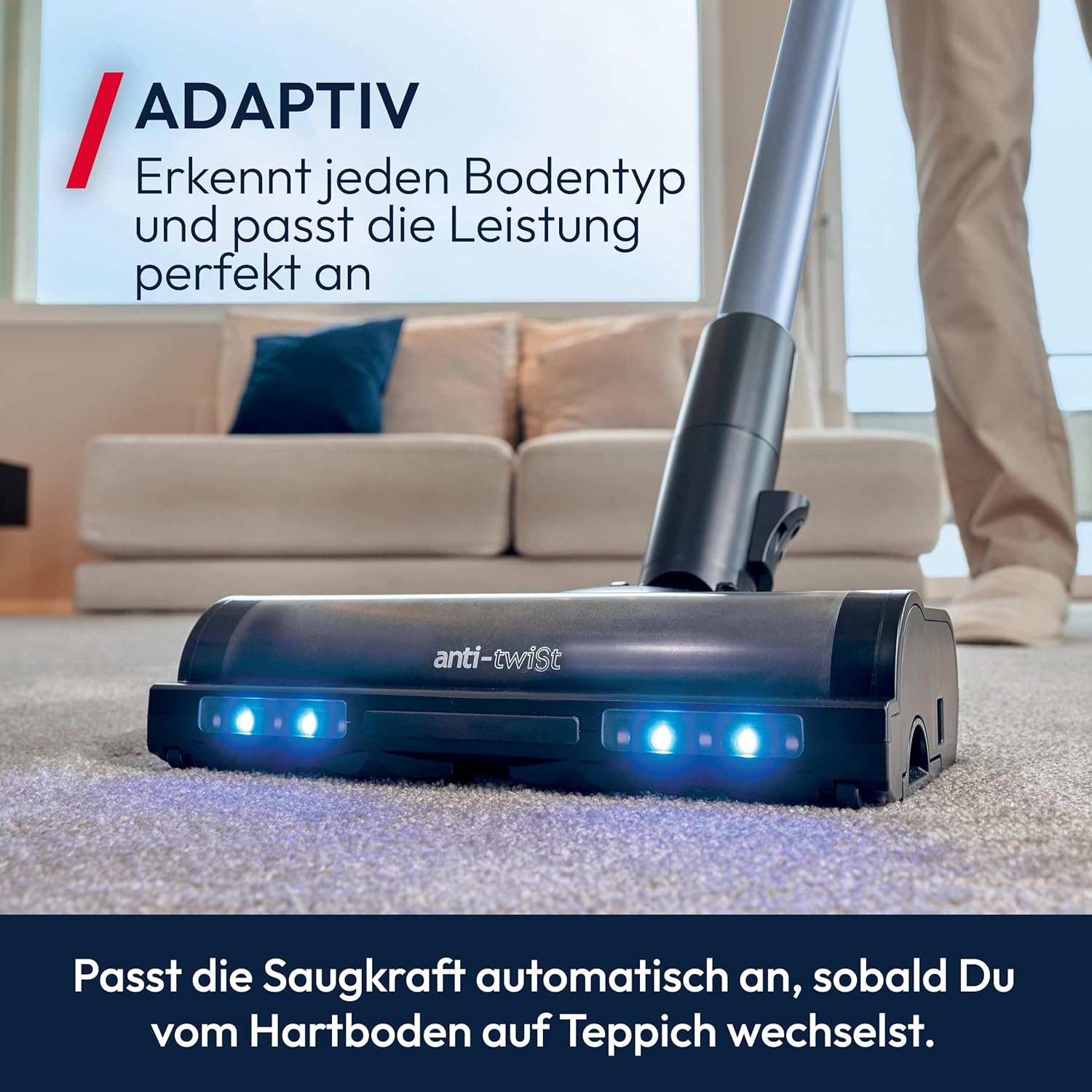 Hoover HF6 Akkustaubsauger mit Bodensensor, Dual Way Clean, bis zu 100Min Laufzeit, Anti-Twist Bürstenrolle, Doppelte Kantenreinigung, QuickPark, tragbar, 660 W [HF610H]