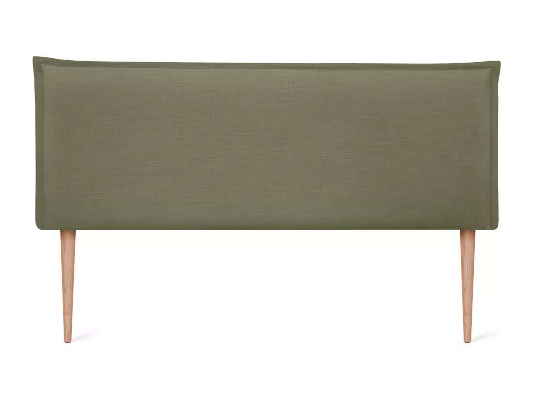 DHOME Tête de lit en lin naturel lisse avec garniture 145x105cm avec pieds Lits 135/140 - Vert