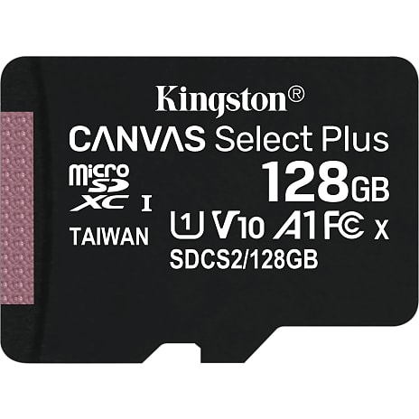Kingston 128GB micSDHC Canvas Select Plus 100R A1 C10 Card+AD