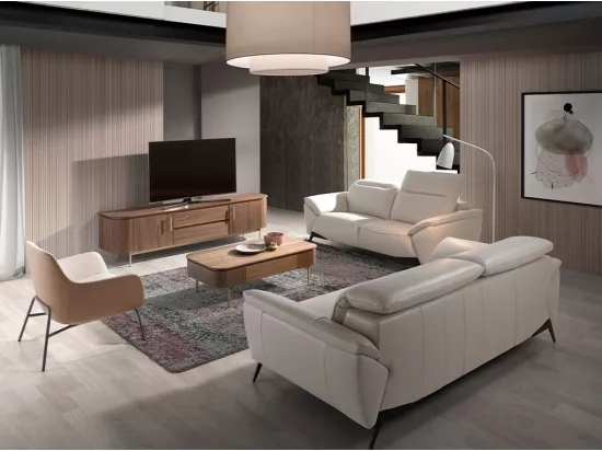 Canapé 3 places en cuir gris taupe 6132 ANGEL CERDA