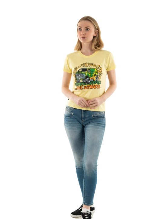Tee shirt superdry neon motor graphic fitted 2bb pale yellow slub