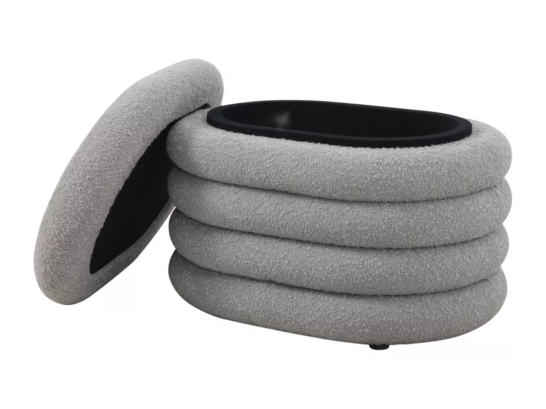 Pouf avec espace de rangement et revêtement en boucle