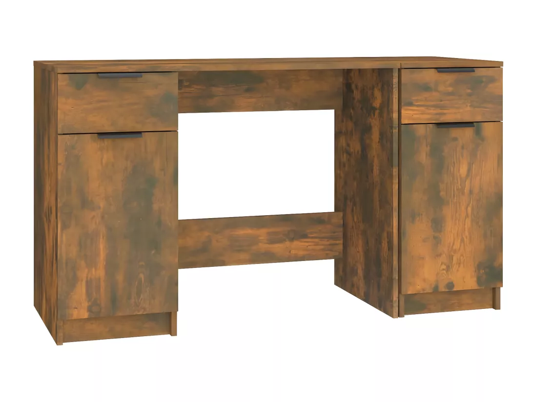 Bureau avec armoire latérale Chêne fumé Bois d'ingénierie
