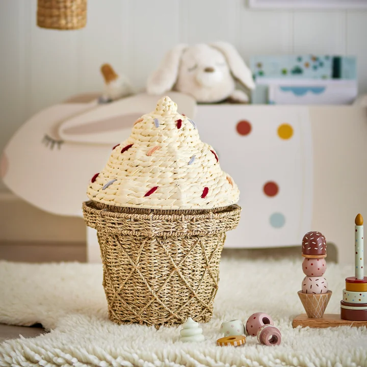 Bloomingville Mini - Cillie Korb mit Deckel, H 41 cm, natur