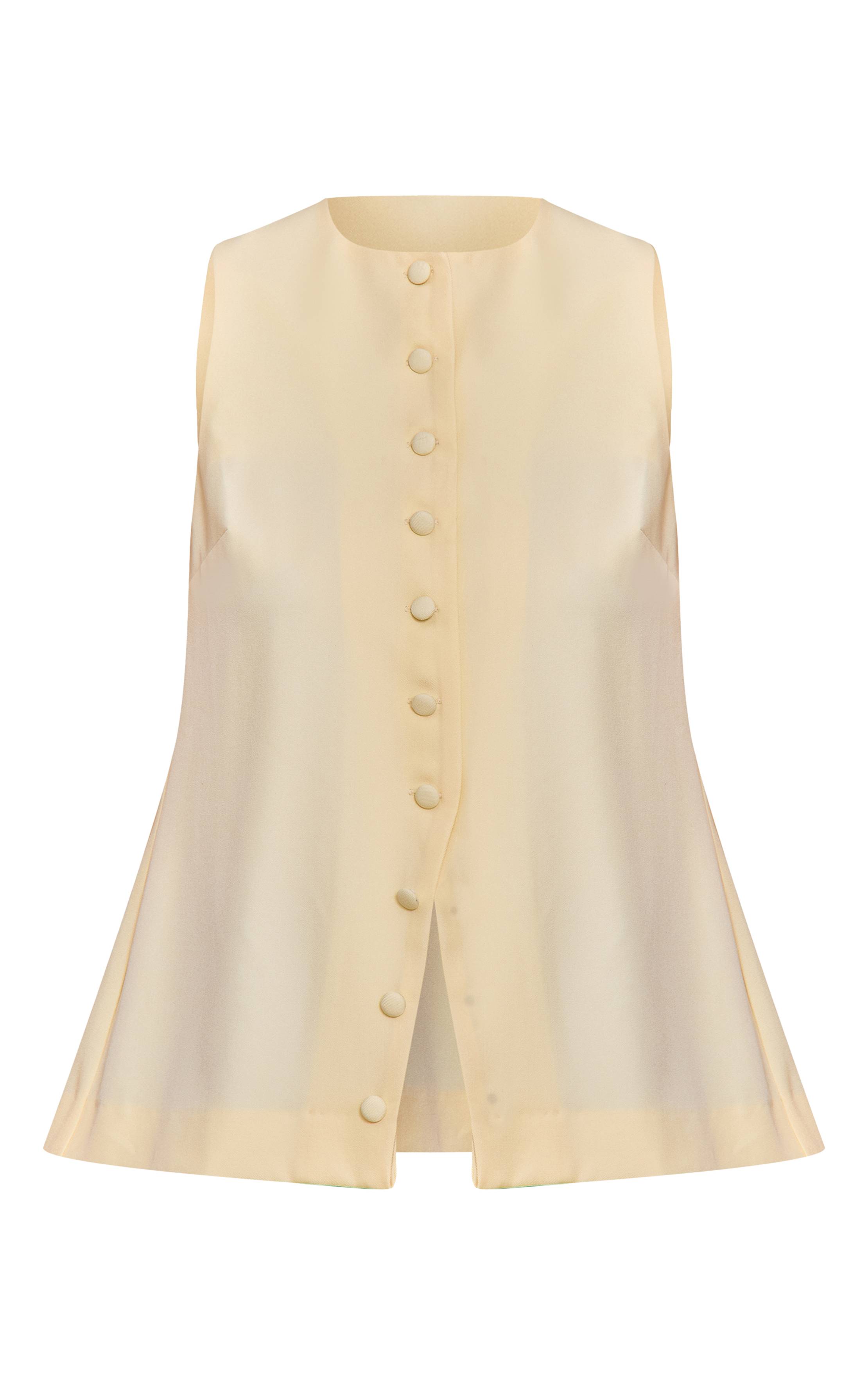 Butter Yellow Gilet Long Tissé Boutonné
