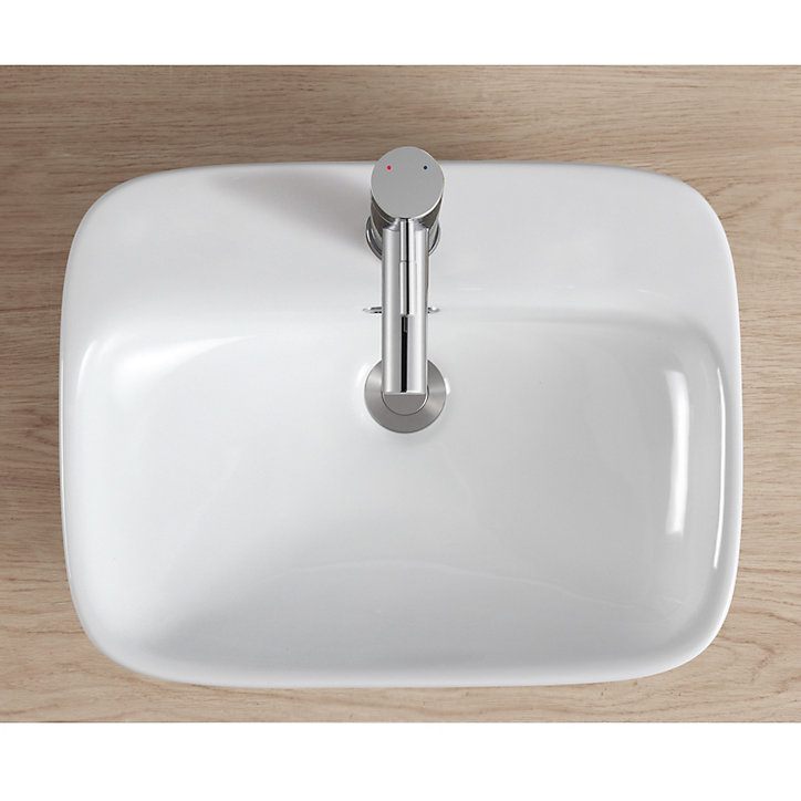 Vasque semi-encastrée rectangulaire céramique blanc Carla