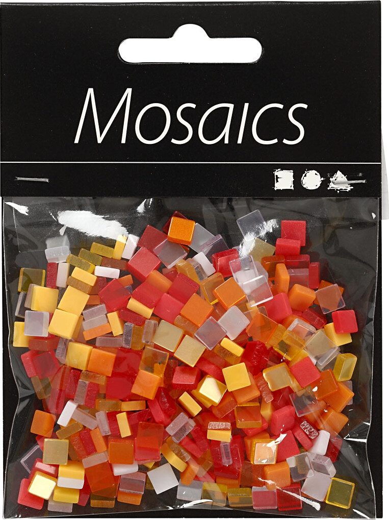 Minimosaik - Str. 5X5 MM - Tykkelse 2 MM - Rød/Orange Harmoni - 25 G