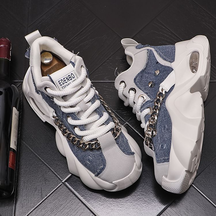 Mr Ozera - Label Applique Platform High-Top Sneakers