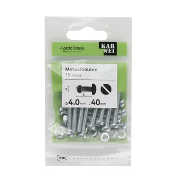 KARWEI metaalbout verzinkt 4x40 mm 15 stuks