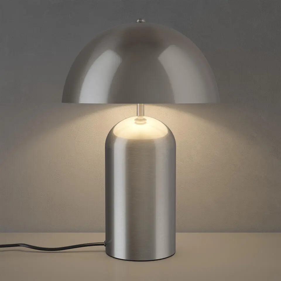 tectake Kleine retro-tafellamp Altea, paddenstoeldesign, 40W, Mat Nikkel
