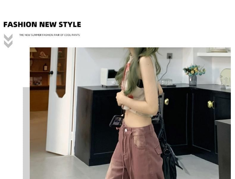Kenning - Low Rise Washed Wide Leg Cargo Jeans
