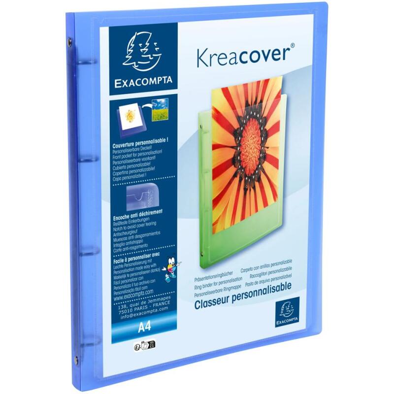 Classeur 4 anneaux 15mm polypropylène chromaline 5/10e Kreacover® - A4
