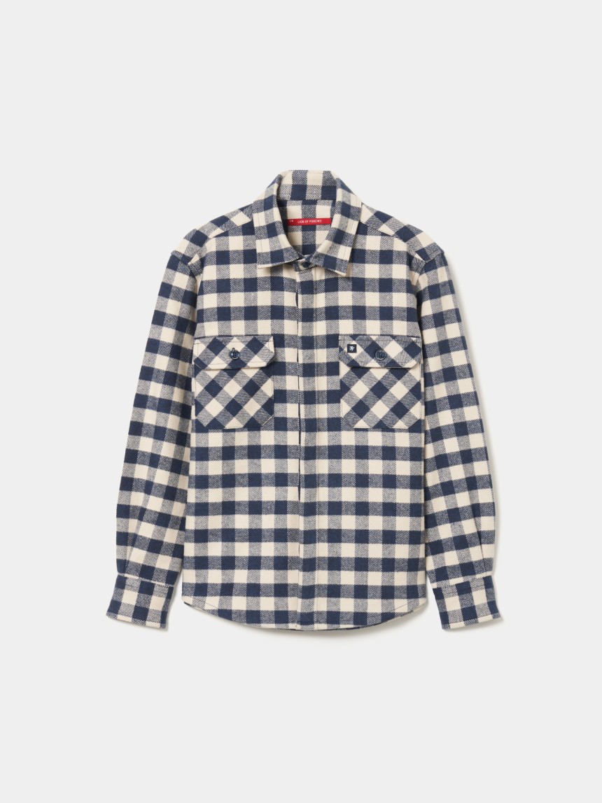 Camisa xadrez em flanela com bolsos