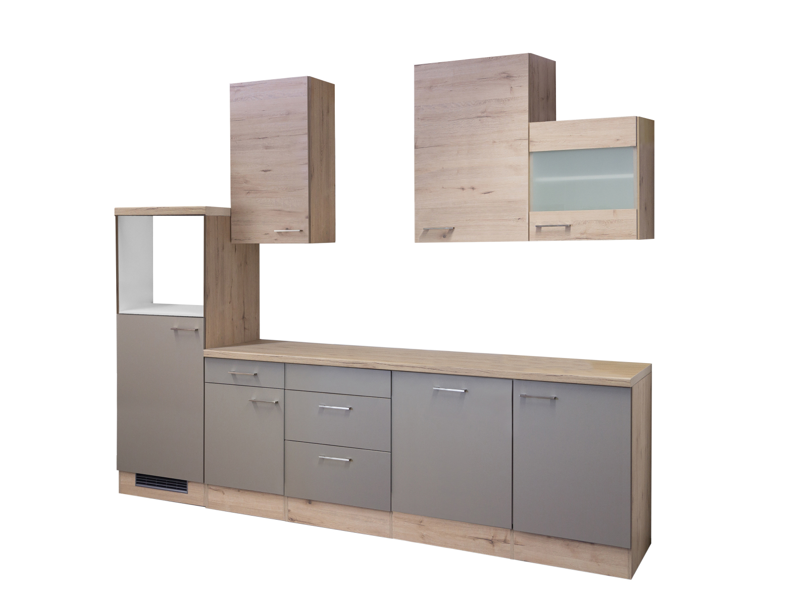 Küchenblock RIVA - Quarz-Cubanit-San Remo Eiche - 280 cm