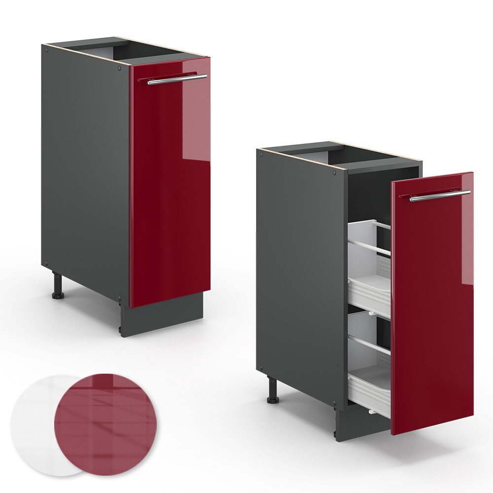 Vicco Apothekerunterschrank 30 cm Bordeaux Hochglanz Küchenschrank Apothekerschrank Küchenzeile Fame-Line