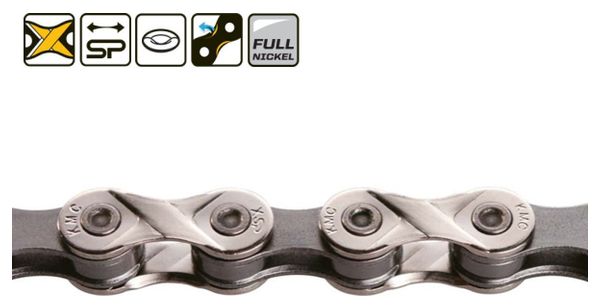 Chaîne KMC X8 96 Maillons Argent Gris